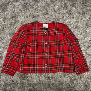 Vintage Red Plaid Button Front Jacket